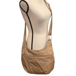 Travelon Anti-Theft Convertible Hobo‎ with RFID Blocking Golden Brown Pumpkin